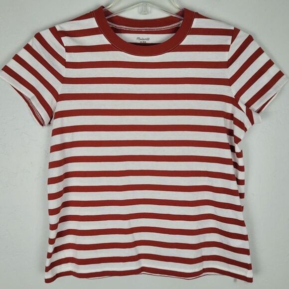 Madewell Size XS NEW Northside Vintage Tee in Sid Stripe Short Sleeve Red White - Picture 2 of 12
